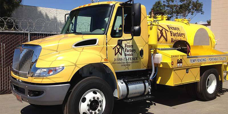 A variety of porta potties for construction sites in Clovis supplied by Fence Factory Rentals.